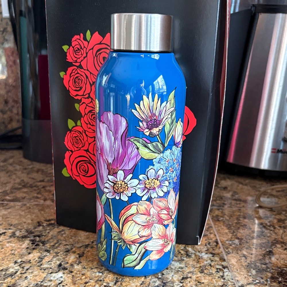 Floral Blue Stainless Steel Water Bottle